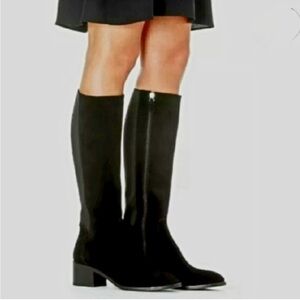Aquatalia Jordan Knee High Black Suede/Stretch Boots Size 8